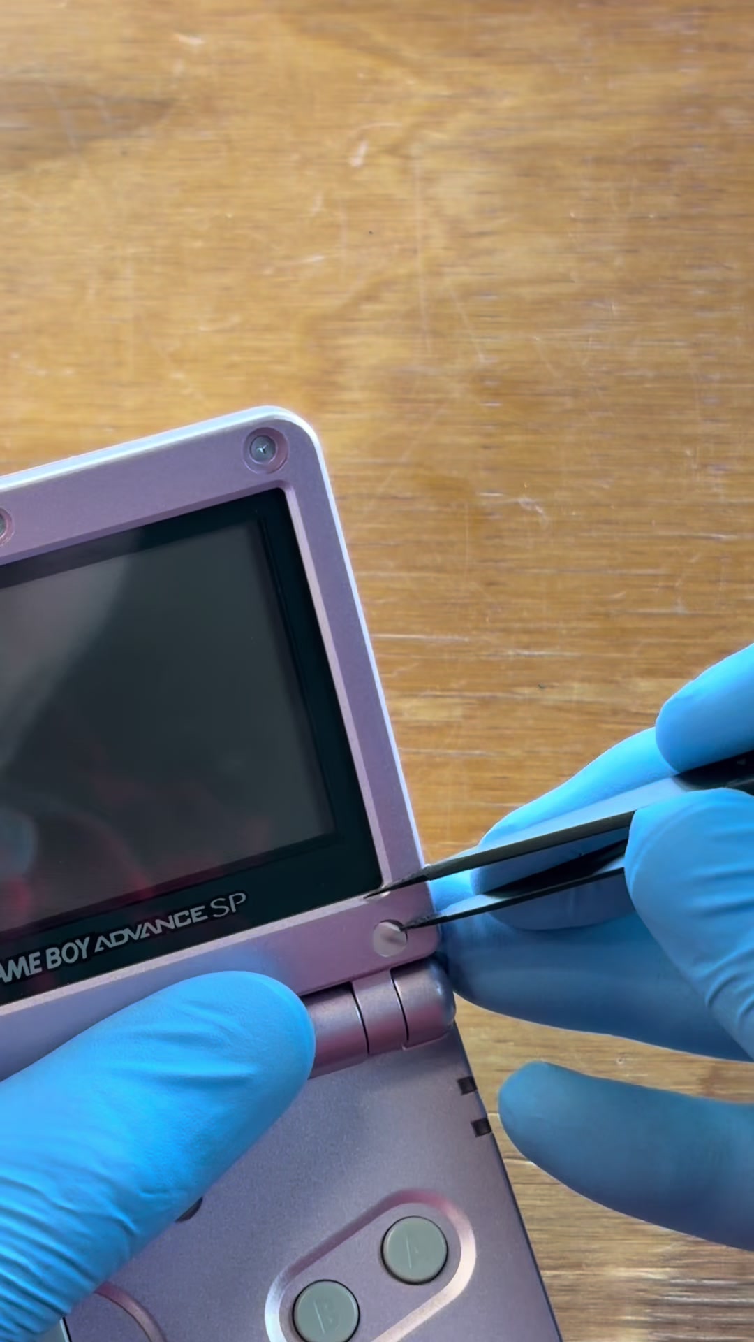 Game Boy Advance SP screen upgrade shown in Repair Node's TikTok video